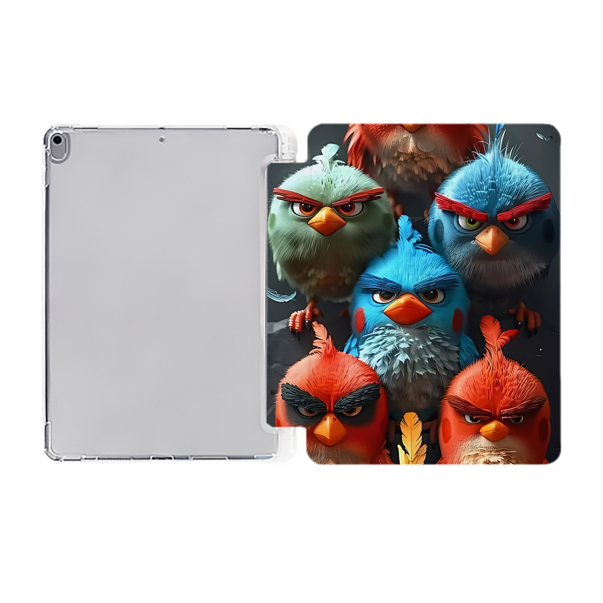 （画像用） Angry Birds アングリーバード IPad ケース ペン収納付き 三つ折りスタンド PUレザー×シリコン 対応機種9.5/10.5/10.9インチ